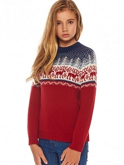 Пуловер детский с круглым горлом Lopoma Warm Touch красный