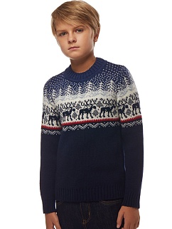 Пуловер детский с круглым горлом Lopoma Warm Touch синий